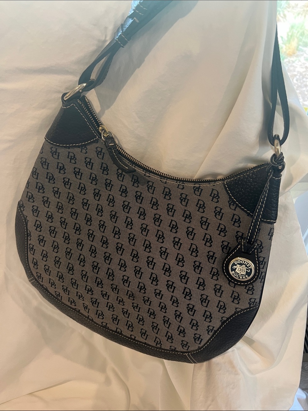 Dooney & Bourke Black Logo-Print Crescent Hobo